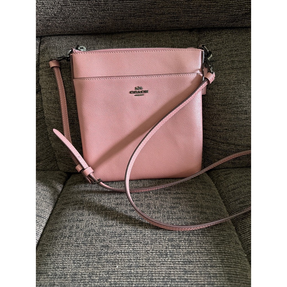 COACH PINK PEBBLED LEATHER  KITT CROSSBODY MESSENGER  BAG PURSE